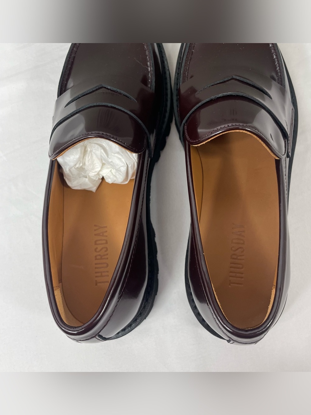 Thursday Boot Co Penny Burgundy Leather Lug Loafers Women’s 9 New - Picture 5 of 10